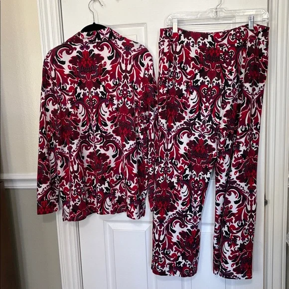 *2 Pieces SOMA Long Sleeve Top & Wide Leg Drawstring Bottoms Pajamas Loungewear - Picture 2 of 16